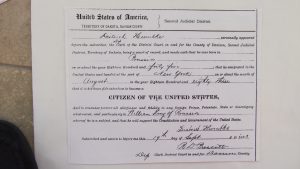 Sept., 19, 1883 Declaration by Dietrick Humbke in SD to become a USA citizen