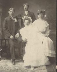 FRONT Dick & Hulda (Wickland) Humbke m. 24APR1907 Swedish Lutheran Church, Wetaskiwin; Attendants: Alfred Jerone & Emma 