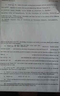 1968 Probate of Dietrich Ernest Humbke's WILL of 1950. (p. 2 of 6)