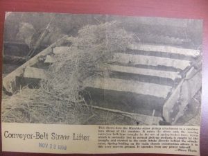 "Conveyor-Belt Straw Lifter" invention by Dick Humbke - Wetaskiwin Times Nov 12, 1958